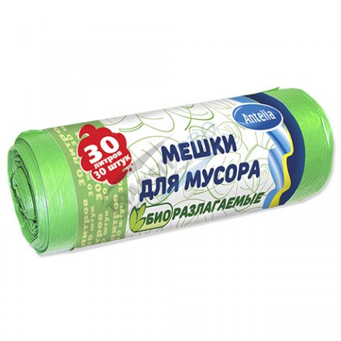 Мешки д/мусора 30л/30шт/bio-HDPE/6мкм биоразлагаемые АНТЕЛЛА БИО