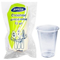Стакан 200мл 10шт ПРОЗРАЧНЫЙ АНТЕЛЛА